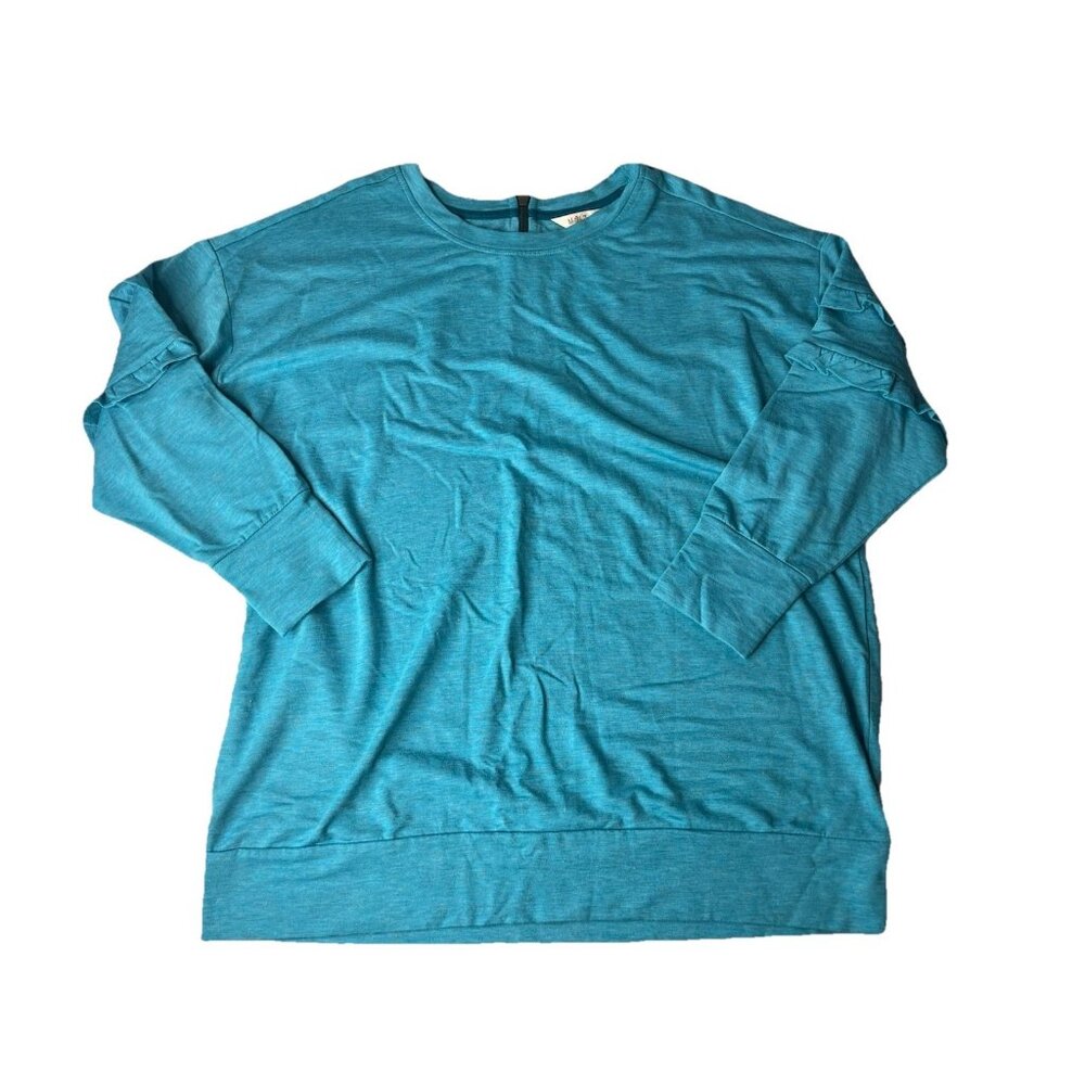 MATILDA JANE Size Medium Our Song Sweatshirt Blue Shirt Ruffled
